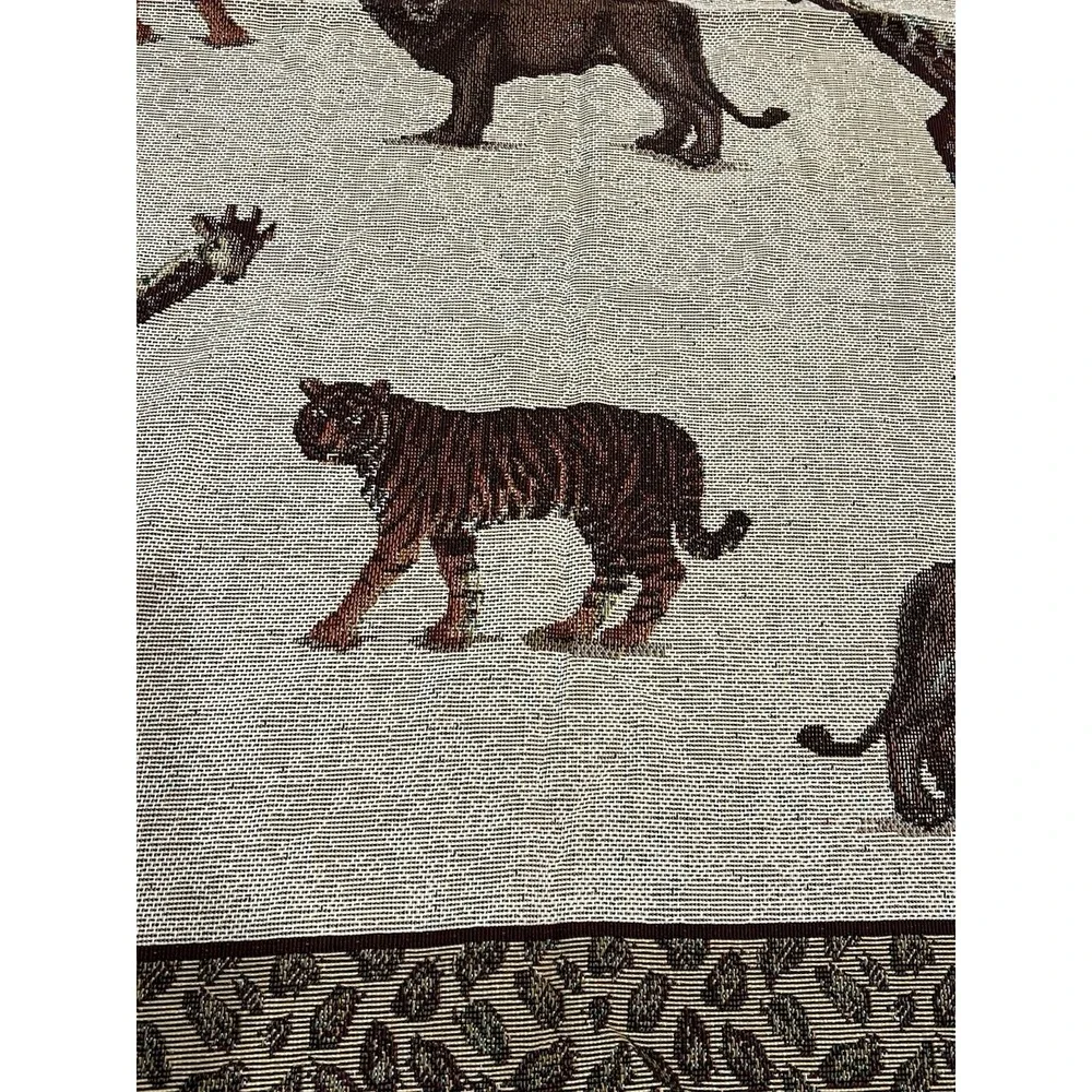 VTG  American Weavers Safari Tapestry Throw Blanket 60